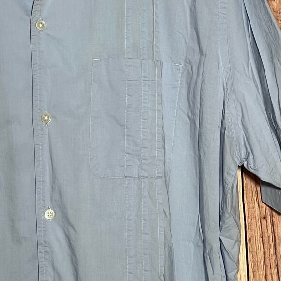 Banana Republic Long Sleeve Pleated Button Down Shirt Blue Mens Size L Casual - Picture 3 of 6